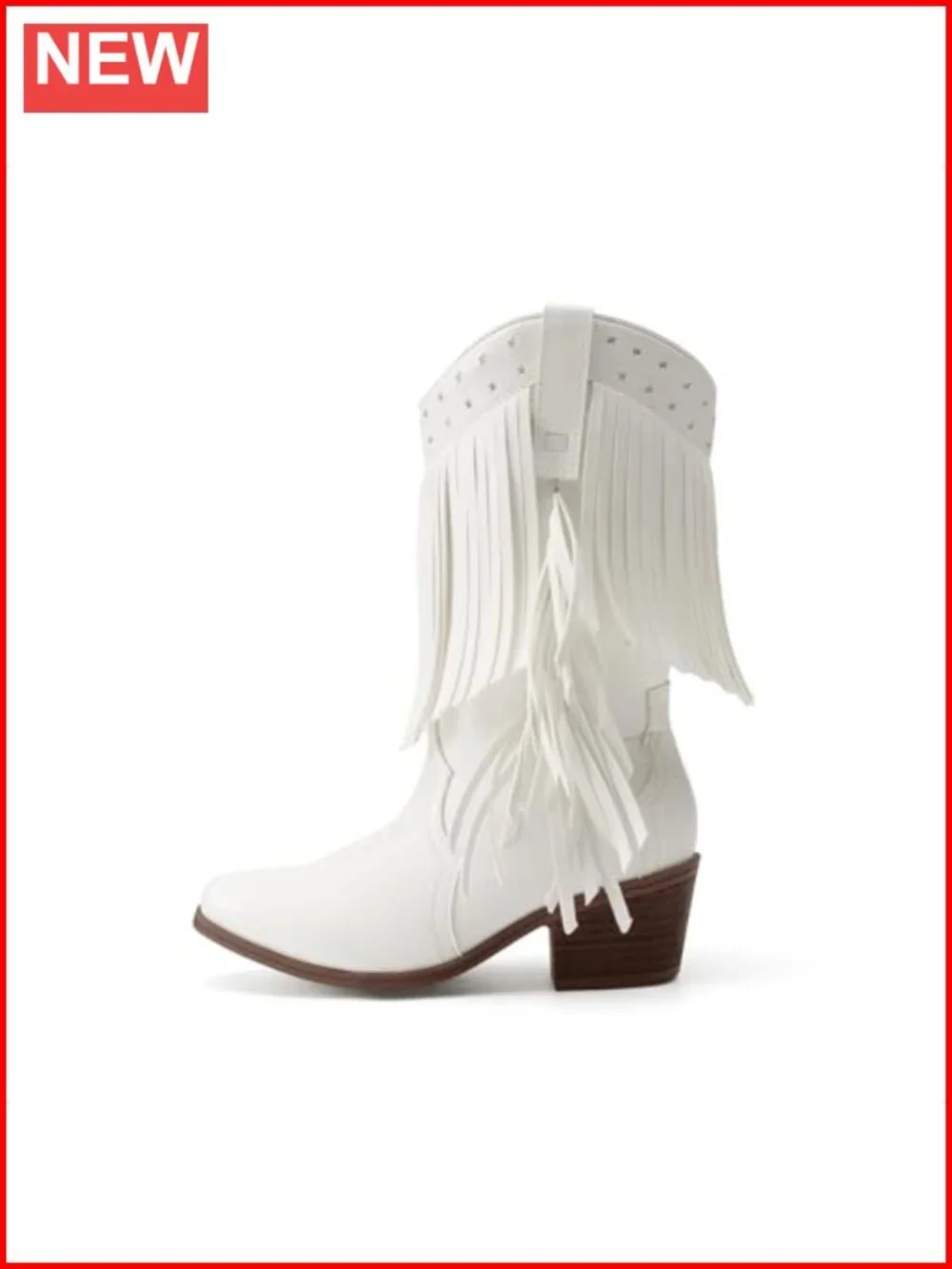 Girls Cowboy Western Boots Faux Leather Square Toe Mid-Calf